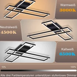 ZMH Plafonnier LED Métal 42w 60cm Plafonnier Salon Moderne Dimmable Avec Télécommande Pour Cuisine