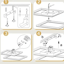ZMH Plafonnier LED Noir - 24w Moderne Cristal Blanc Chaud Couloir
