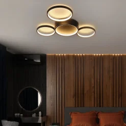 ZMH Plafonnier LED Noir Blanc Chaud 29w Moderne 4 Anneaux Design