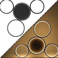 ZMH Plafonnier LED Noir Blanc Chaud 29w Moderne 4 Anneaux Design