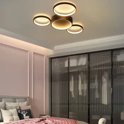 ZMH Plafonnier LED Noir Blanc Chaud 29w Moderne 4 Anneaux Design