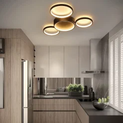 ZMH Plafonnier LED Noir Blanc Chaud 29w Moderne 4 Anneaux Design