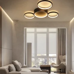 ZMH Plafonnier LED Noir Blanc Chaud 29w Moderne 4 Anneaux Design