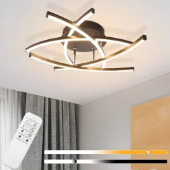 ZMH Plafonnier LED Noir 32W Moderne pour Salon et Bureau avec Bulbes Inclus