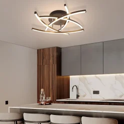 ZMH Plafonnier LED Noir 32W Moderne pour Salon et Bureau avec Bulbes Inclus