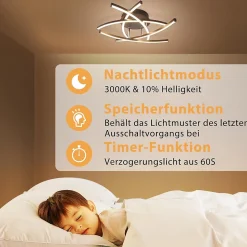 ZMH Plafonnier LED Noir 32W Moderne pour Salon et Bureau avec Bulbes Inclus