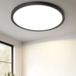 ZMH Plafonnier LED Noir Whonzimmer 18cm - Lampe Énergétique 15w Pour Cuisine Et Salon