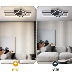 ZMH Plafonnier LED Salon Noir 2 Cadres 3000k Plafonnier Pour Couloir Cuisine