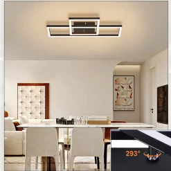 ZMH Plafonnier LED Salon Noir 2 Cadres 3000k Plafonnier Pour Couloir Cuisine