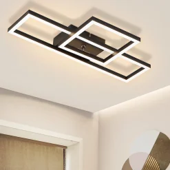 ZMH Plafonnier LED Salon Noir 2 Cadres 3000k Plafonnier Pour Couloir Cuisine