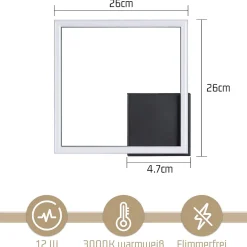 ZMH Plafonnier LED Salon Noir Moderne Plafonnier 3000k Pour Salle à Manger Couloir