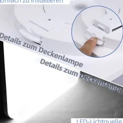 ZMH Plafonnier LED Salon 22cm 18w Lampe De Salle De Bain Angle Ip54 Chambre Cuisine