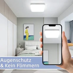 ZMH Plafonnier LED Salon 22cm 18w Lampe De Salle De Bain Angle Ip54 Chambre Cuisine