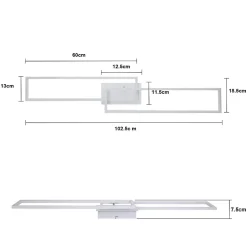 ZMH Plafonnier LED Salon 2 Cadres Plafonnier Moderne 32w 3000k Chambre à Coucher
