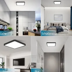 ZMH Plafonnier LED Salon 23cm Noir Plafonnier 6500k Angulaire Pour Cuisine Couloir