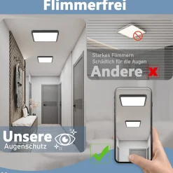 ZMH Plafonnier LED Salon 23cm Noir Plafonnier 6500k Angulaire Pour Cuisine Couloir