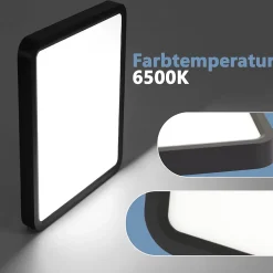 ZMH Plafonnier LED Salon 23cm Noir Plafonnier 6500k Angulaire Pour Cuisine Couloir