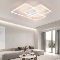 ZMH Plafonnier LED Triple Design Carré en Cristal - Luminosité Réglable 3900 lm