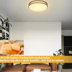 ZMH Plafonnier LED 12w 3000k Abat-jour Tissu Moderne Rond