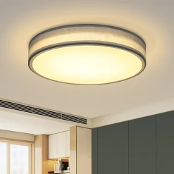 ZMH Plafonnier LED 12w 3000k Abat-jour Tissu Moderne Rond