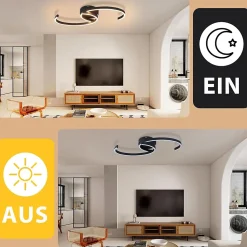 ZMH Plafonnier LED 24W Moderne Noir avec Éclairage Orientable 3000K Blanc Chaud