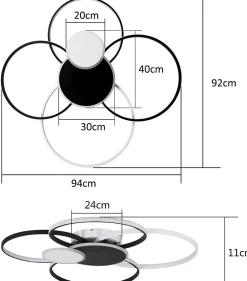 ZMH Plafonnier LED 72w Moderne à 6 Anneaux Living Room Bedroom