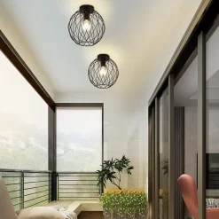 ZMH Plafonnier Noir Vintage Plafonnier Cafard Grille Pour Salon Couloir