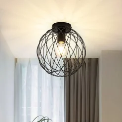 ZMH Plafonnier Noir Vintage Plafonnier Cafard Grille Pour Salon Couloir
