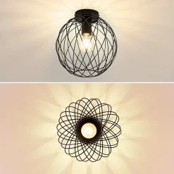 ZMH Plafonnier Noir Vintage Plafonnier Cafard Grille Pour Salon Couloir