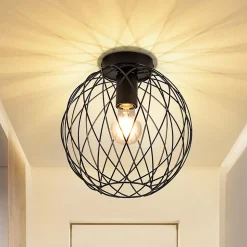 ZMH Plafonnier Noir Vintage Plafonnier Cafard Grille Pour Salon Couloir