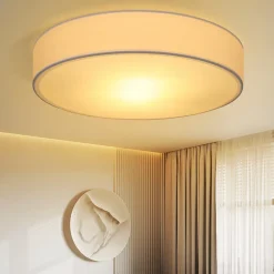 ZMH Plafonnier Rond Avec Abat-jour En Tissu 2-flamme E27