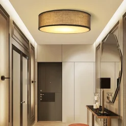 ZMH Plafonnier Rond en Tissu Noir 2-Flamme E27 - Élégance Moderne