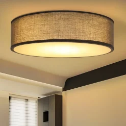 ZMH Plafonnier Rond en Tissu Noir 2-Flamme E27 - Élégance Moderne