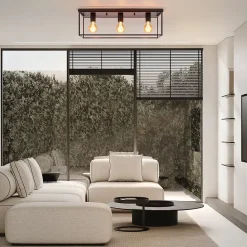 ZMH Plafonnier Rétro Noir Industriel 3 Flammes Pour Salon Salle à Manger