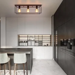 ZMH Plafonnier Rétro Noir Industriel 3 Flammes Pour Salon Salle à Manger