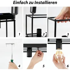 ZMH Plafonnier Rétro Noir Industriel Lampe De Cuisine Pour Chambre à Coucher