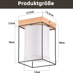 ZMH Plafonnier Salon 1 Flammes E14 Vintage Avec Abat-jour Tissu Industriel