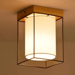 ZMH Plafonnier Salon 1 Flammes E14 Vintage Avec Abat-jour Tissu Industriel