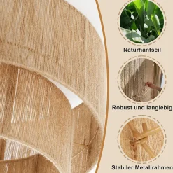 ZMH Plafonnier Salon Design Bohème Lampe De Cuisine E27 Vintage En Corde De Jute (sans Ampoule)