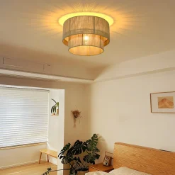 ZMH Plafonnier Salon Design Bohème Lampe De Cuisine E27 Vintage En Corde De Jute (sans Ampoule)