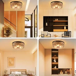 ZMH Plafonnier Salon Noir E27 Plafonnier Moderne Cristal Pour Cuisine Bureau