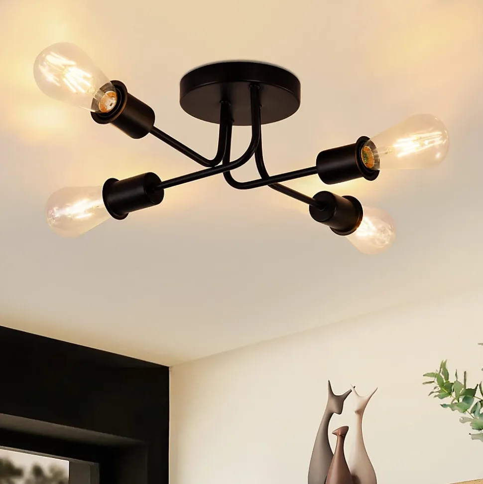 ZMH Plafonnier Vintage Noir E27 - Éclairage Élégant Pour Salon Et Chambre