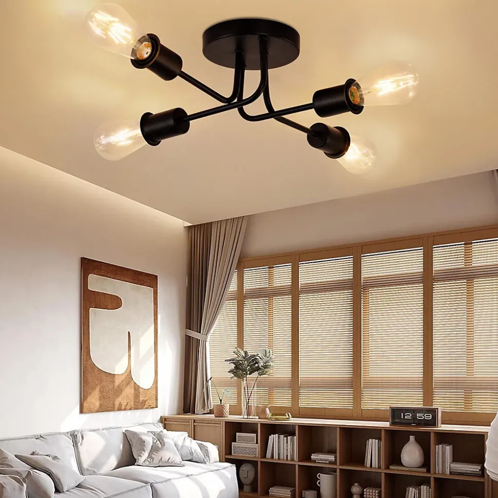 ZMH Plafonnier Vintage Noir E27 - Éclairage Élégant Pour Salon Et Chambre