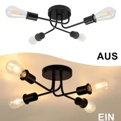 ZMH Plafonnier Vintage Noir E27 - Éclairage Élégant Pour Salon Et Chambre