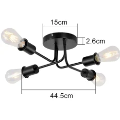 ZMH Plafonnier Vintage Noir E27 - Éclairage Élégant Pour Salon Et Chambre