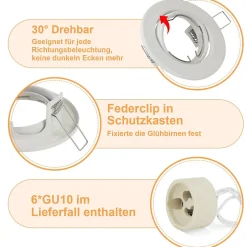 ZMH Spot Encastré LED 6 Avec Douille Gu10 Spot LED Halogène