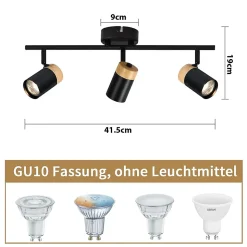 ZMH Spot LED 3 Flammes Noir Sans Ampoule