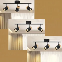 ZMH Spot LED 3 Flammes Noir Sans Ampoule