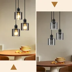 ZMH Suspension E27 3 Flammes Vintage Lampe Industrielle Réglable En Hauteur