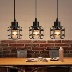 ZMH Suspension 3 Flamme Métal E14 Noir Réglable Hauteur Vintage Sans Ampoule